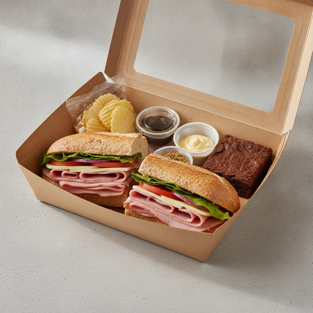 Standard Lieutenant Box Lunch - Honey Ham with Wheat Bread, Chips and Brownie
