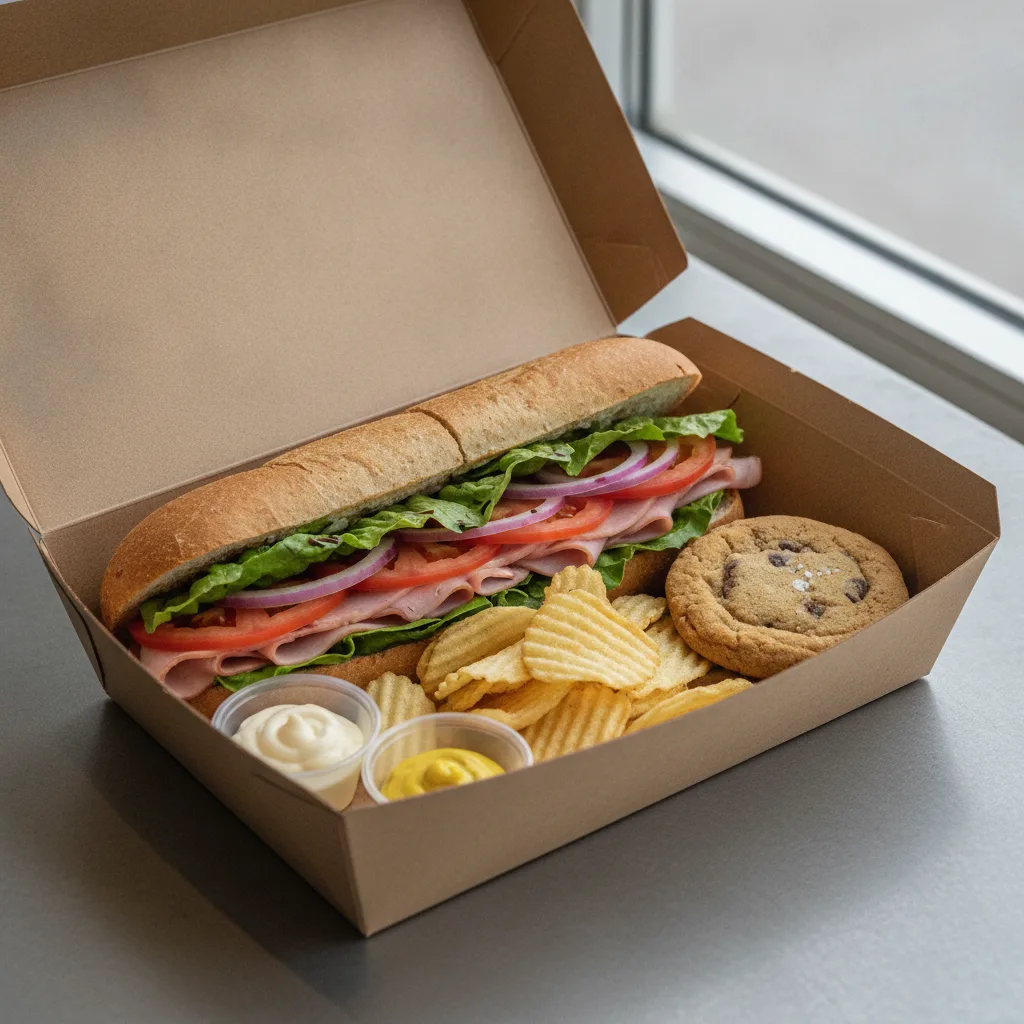 Standard Lieutenant Box Lunch - Honey Ham with Wheat Bread, Chips and Assorted Cookie