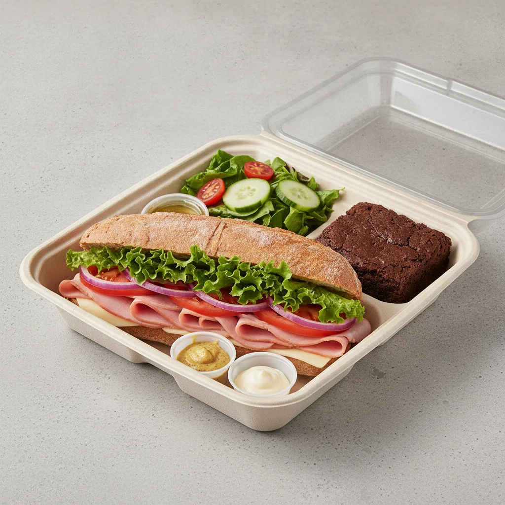 Standard Lieutenant Box Lunch - Honey Ham with Wheat Bread, Side Salad and Brownie