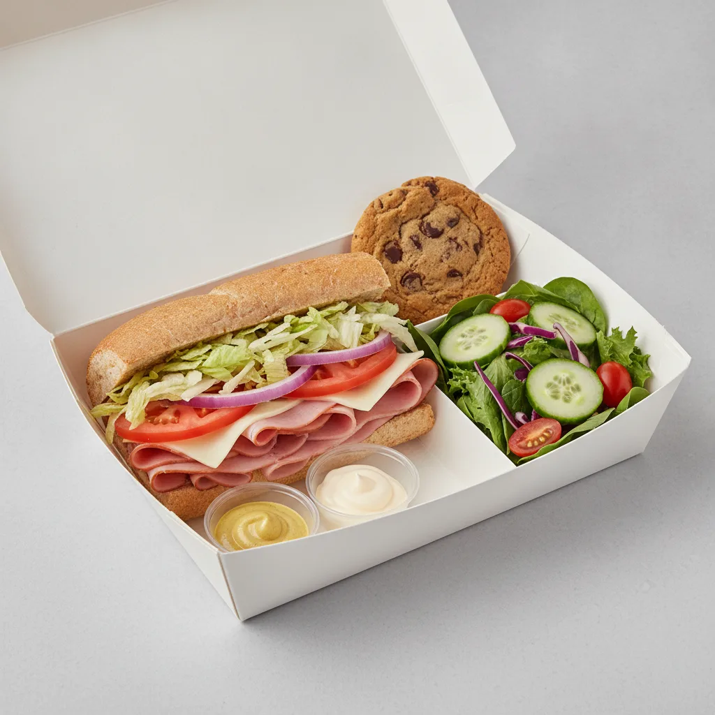 Standard Lieutenant Box Lunch - Honey Ham with Wheat Bread, Side Salad and Assorted Cookie