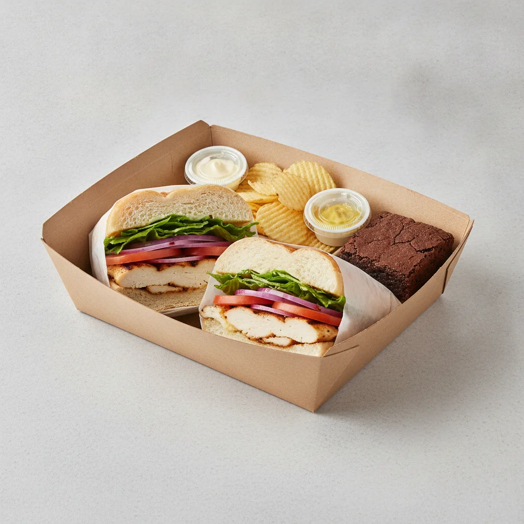Standard Lieutenant Box Lunch - Grilled Chicken with White Bread, Chips and Brownie
