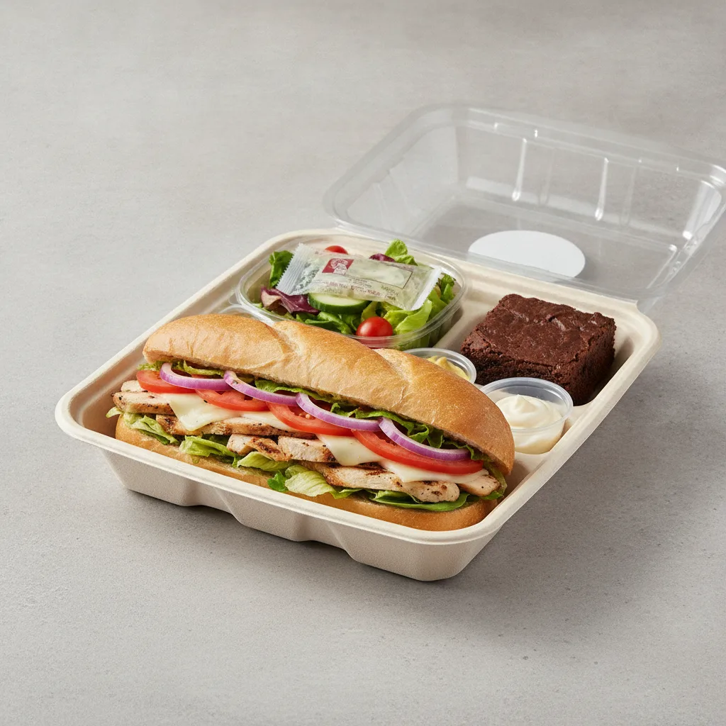 Standard Lieutenant Box Lunch - Grilled Chicken with White Bread, Side Salad and Brownie
