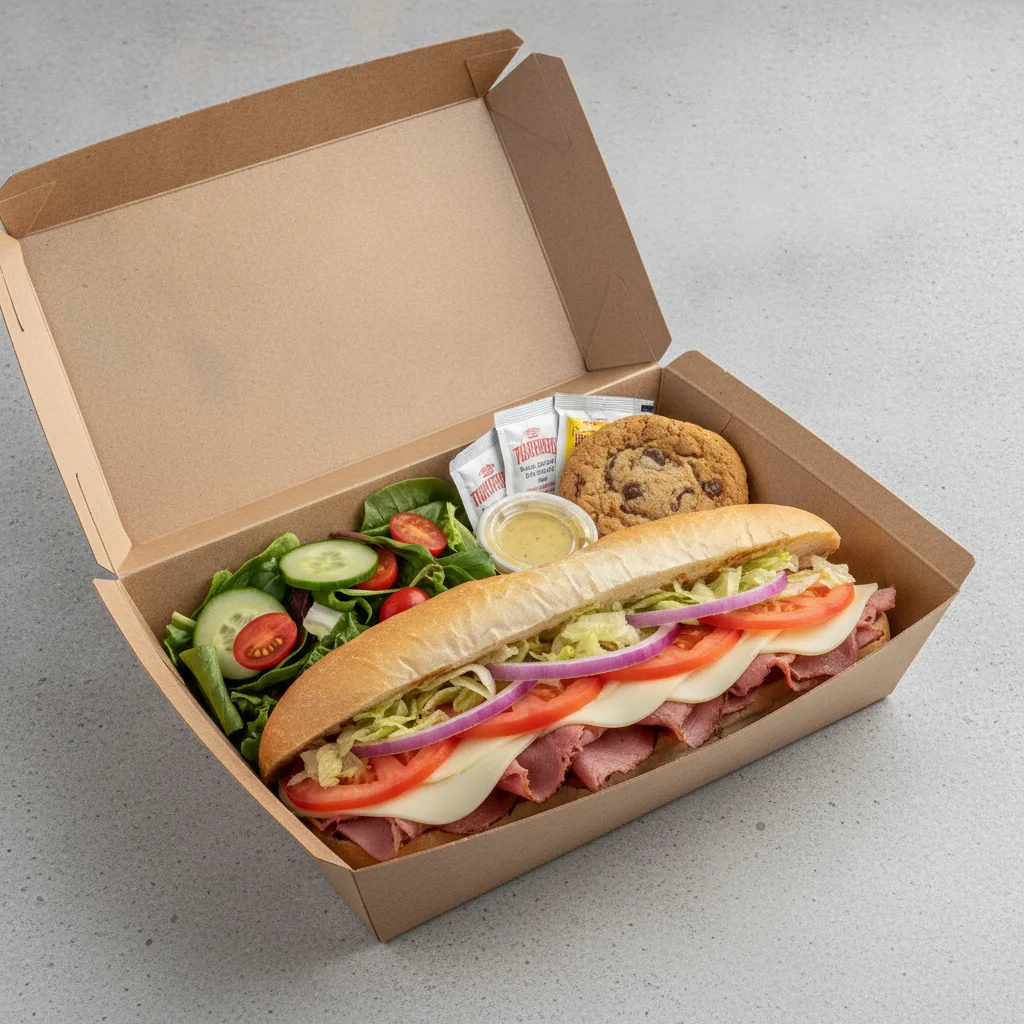 Standard Lieutenant Box Lunch - Pastrami with White Bread, Side Salad and Assorted Cookie