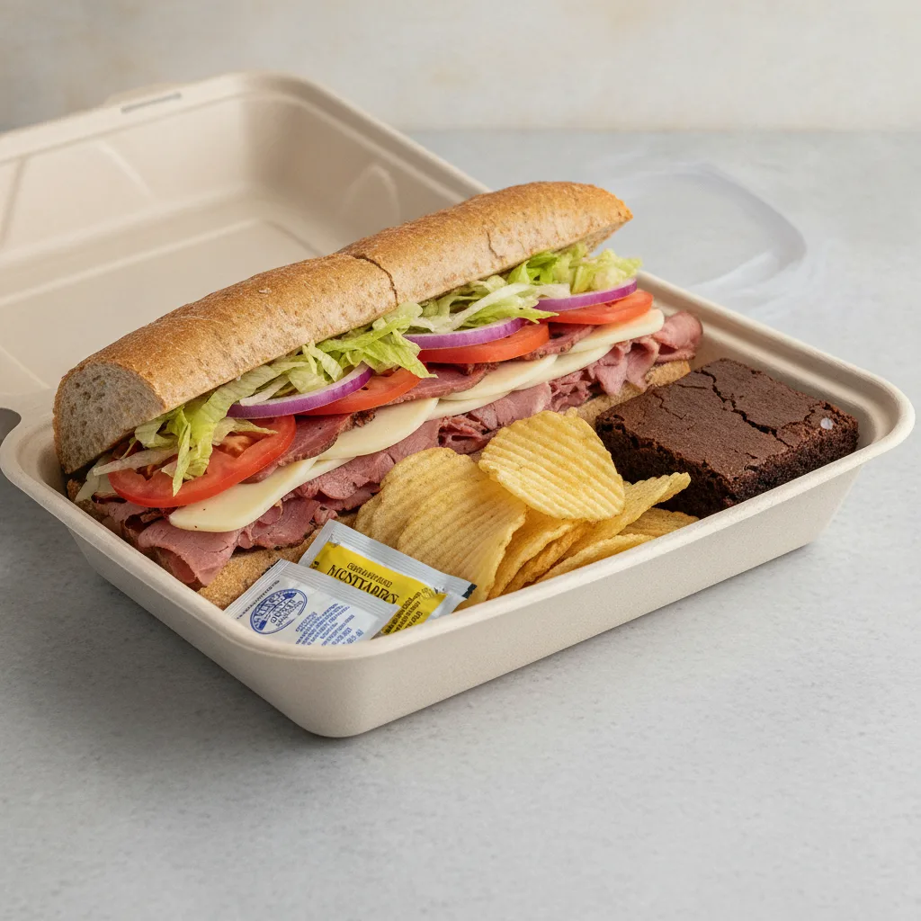 Standard Lieutenant Box Lunch - Pastrami with Wheat Bread, Chips and Brownie
