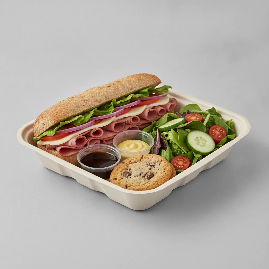 Standard Lieutenant Box Lunch - Pastrami with Wheat Bread, Side Salad and Assorted Cookie