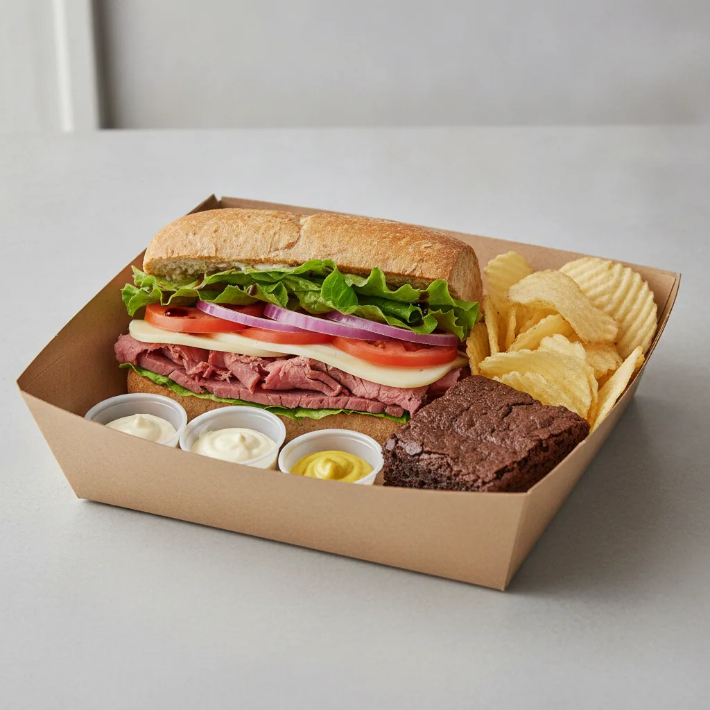 Standard Lieutenant Box Lunch - Corned Beef with Wheat Bread, Chips and Brownie