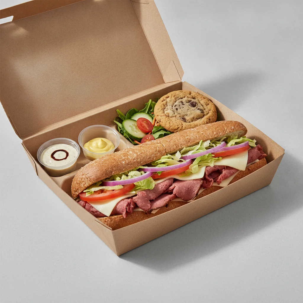 Standard Lieutenant Box Lunch - Corned Beef with Wheat Bread, Side Salad and Assorted Cookie