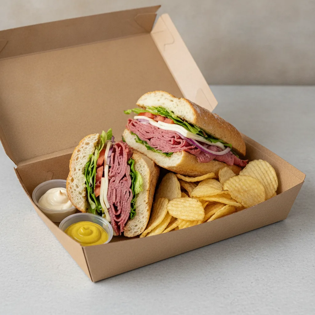 Standard Lieutenant Box Lunch - Corned Beef, Gluten Free Bread and Chips