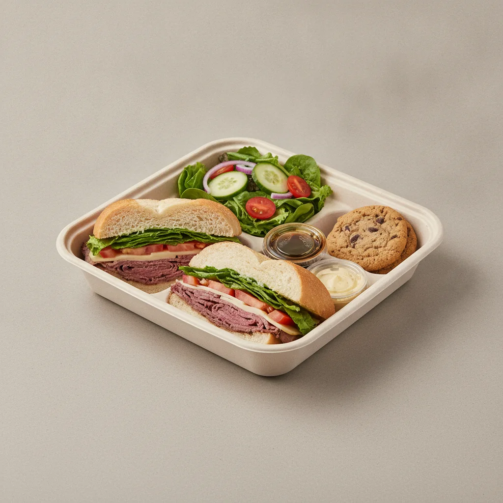 Standard Lieutenant Box Lunch - Roast Beef with White Bread, Side Salad and Assorted Cookie