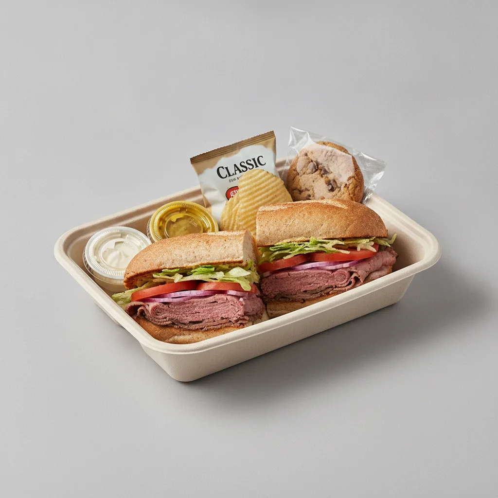 Standard Lieutenant Box Lunch - Roast Beef with Wheat Bread, Chips and Assorted Cookie