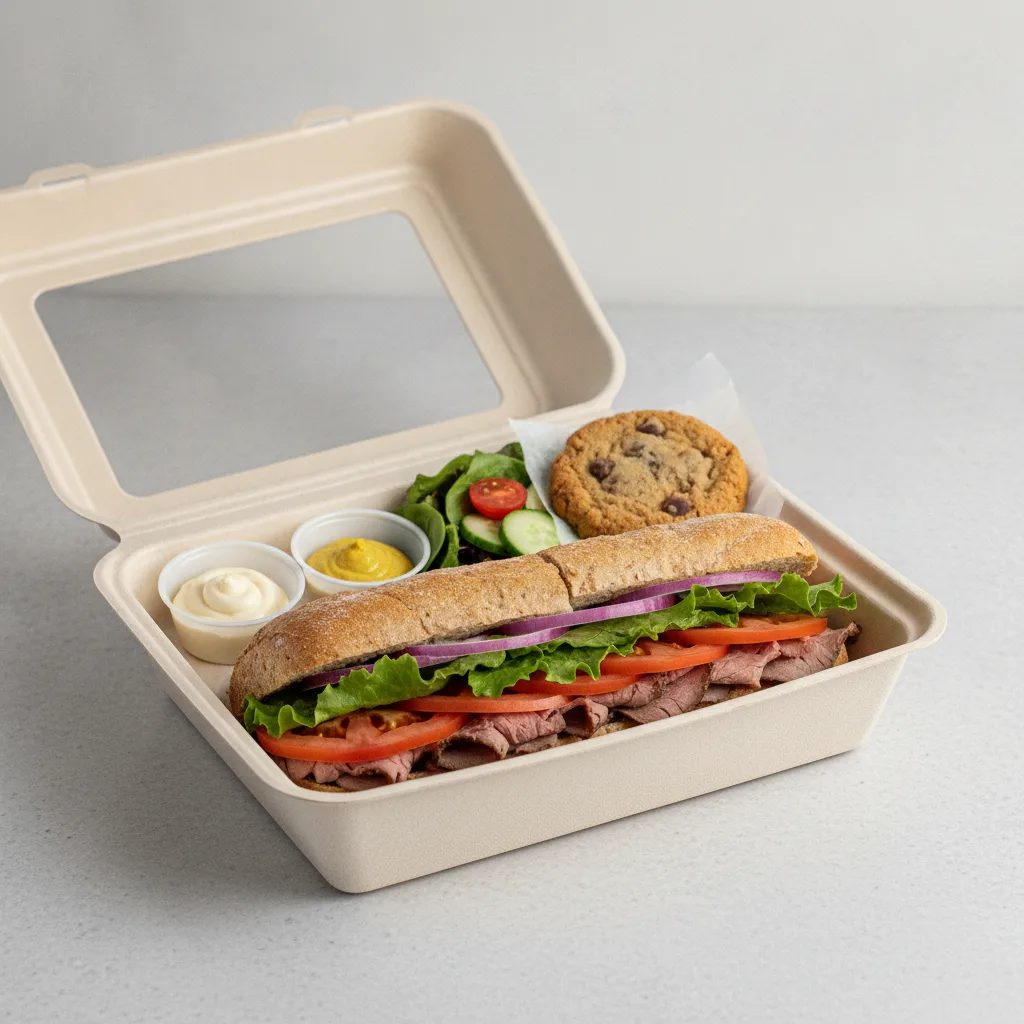 Standard Lieutenant Box Lunch - Roast Beef with Wheat Bread, Side Salad and Assorted Cookie