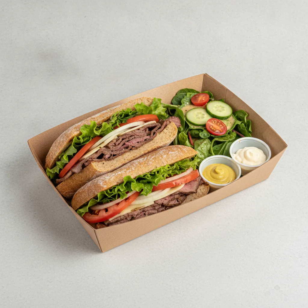 Standard Lieutenant Box Lunch - Roast Beef, Gluten Free Bread and Side Salad