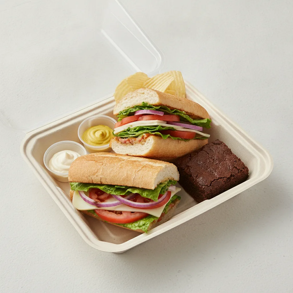 Standard Lieutenant Box Lunch - Veggie with White Bread, Chips and Brownie