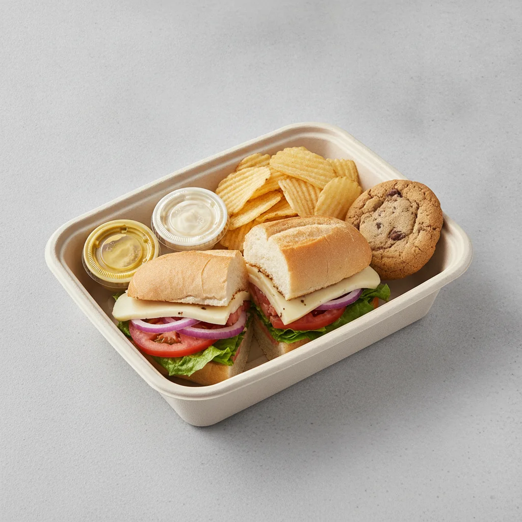 Standard Lieutenant Box Lunch - Veggie with White Bread, Chips and Assorted Cookie