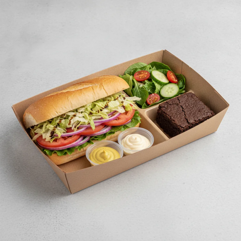 Standard Lieutenant Box Lunch - Veggie with White Bread, Side Salad and Brownie
