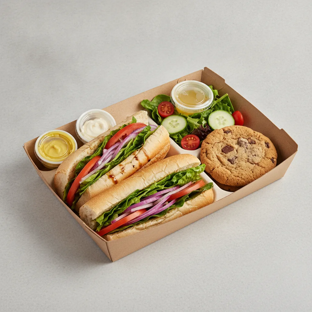 Standard Lieutenant Box Lunch - Veggie with White Bread, Side Salad and Assorted Cookie