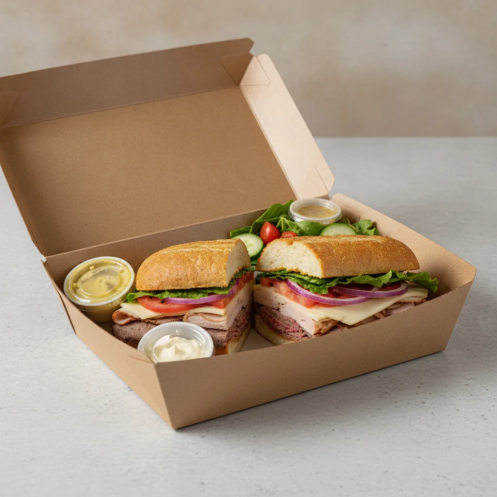 Deluxe Lieutenant Box Lunch - 8-in Turkey , Roast Beef, Gluten Free Bread and Side Salad