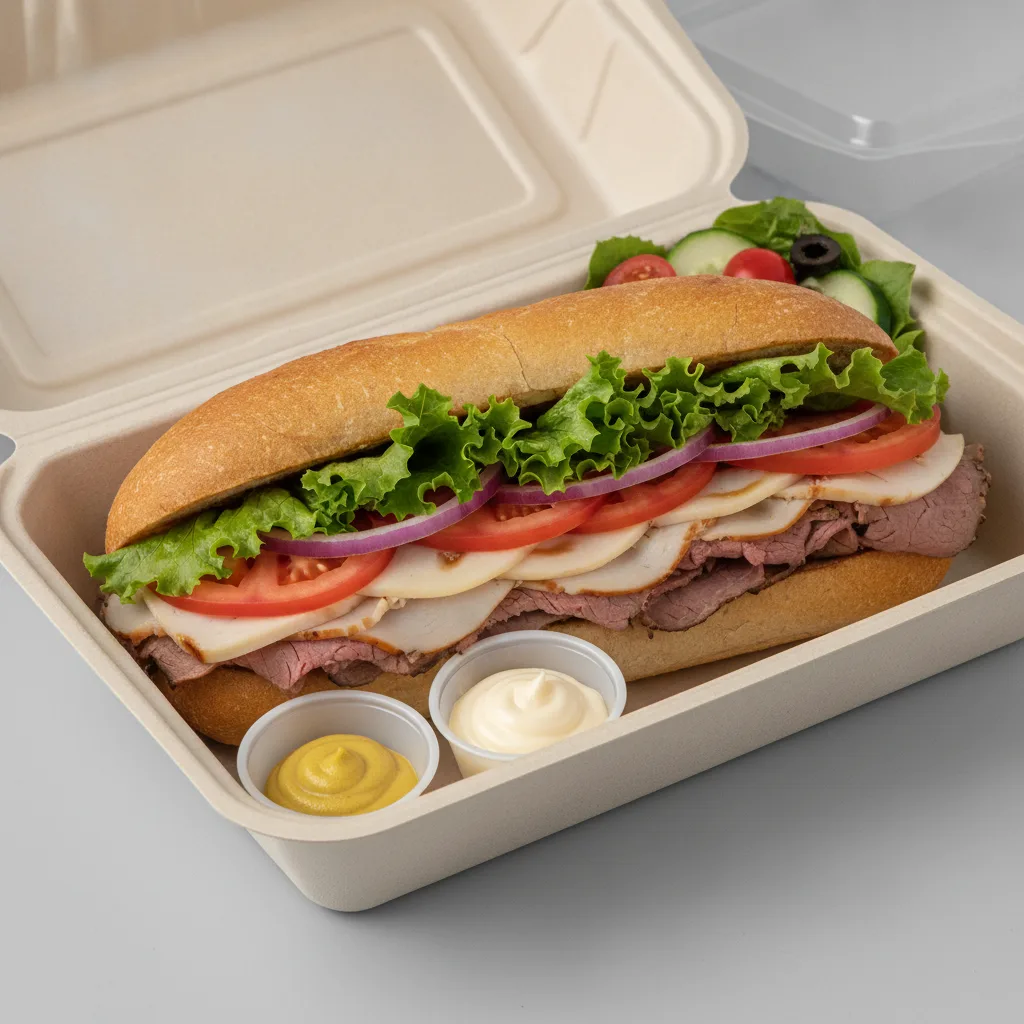 Deluxe Lieutenant Box Lunch - 8-in Turkey, Roast Beef, Gluten Free Bread and Side Salad