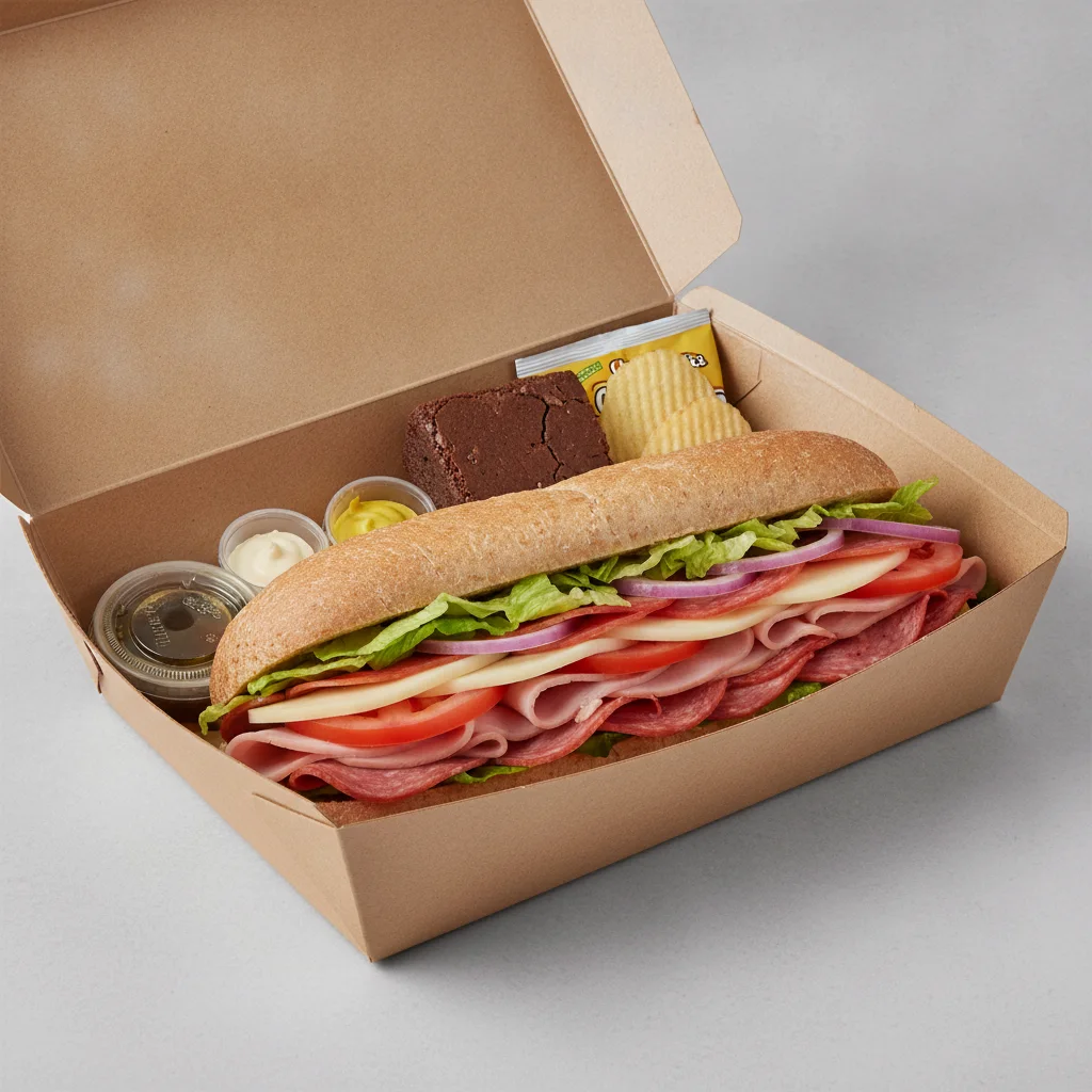 Deluxe Lieutenant Box Lunch - 8-in Italian, Wheat Bread, Chips and Brownie