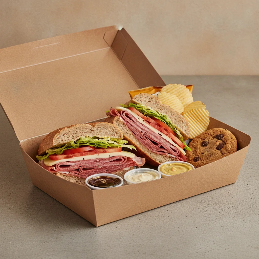 Deluxe Lieutenant Box Lunch - 8-in Italian, Wheat Bread, Chips and Assorted Cookie