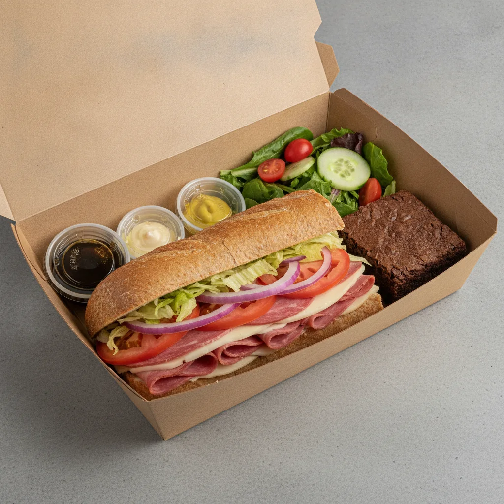 Deluxe Lieutenant Box Lunch - 8-in Italian, Wheat Bread, Side Salad and Brownie