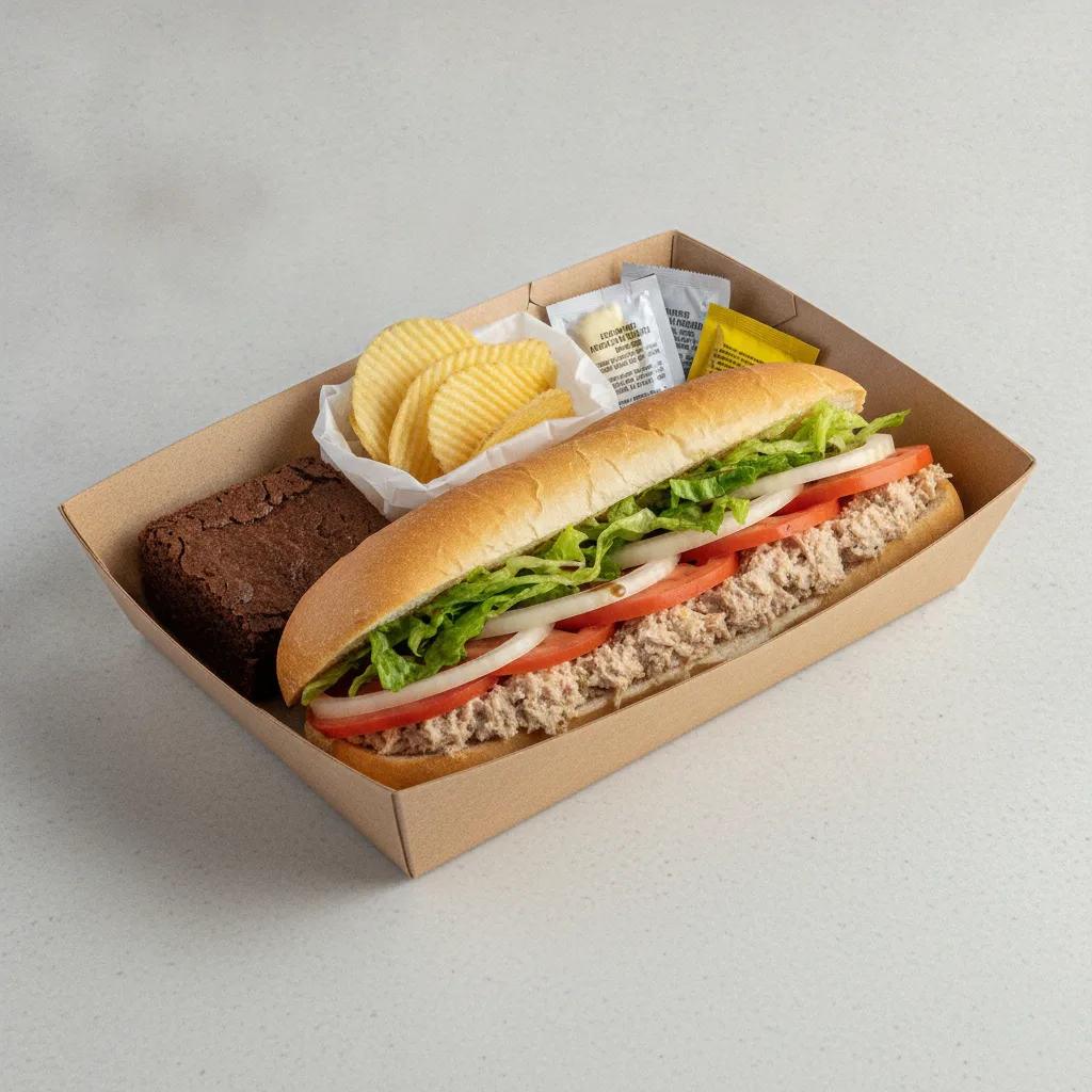 Deluxe Lieutenant Box Lunch - 8-in Tuna, White Bread, Chips and Brownie