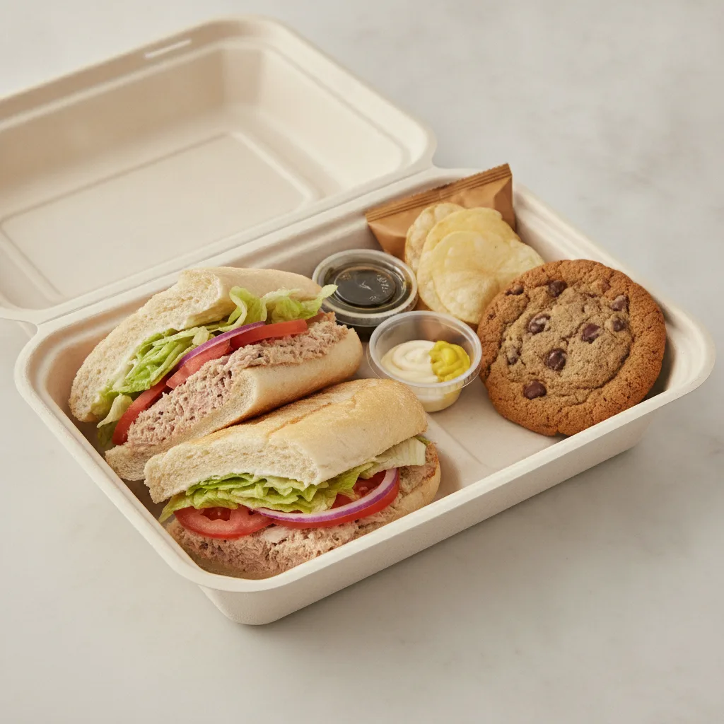 Deluxe Lieutenant Box Lunch - 8-in Tuna, White Bread, Chips and Assorted Cookie
