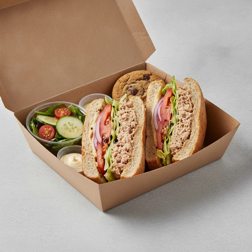 Deluxe Lieutenant Box Lunch - 8-in Tuna, Wheat Bread, Side Salad and Assorted Cookie