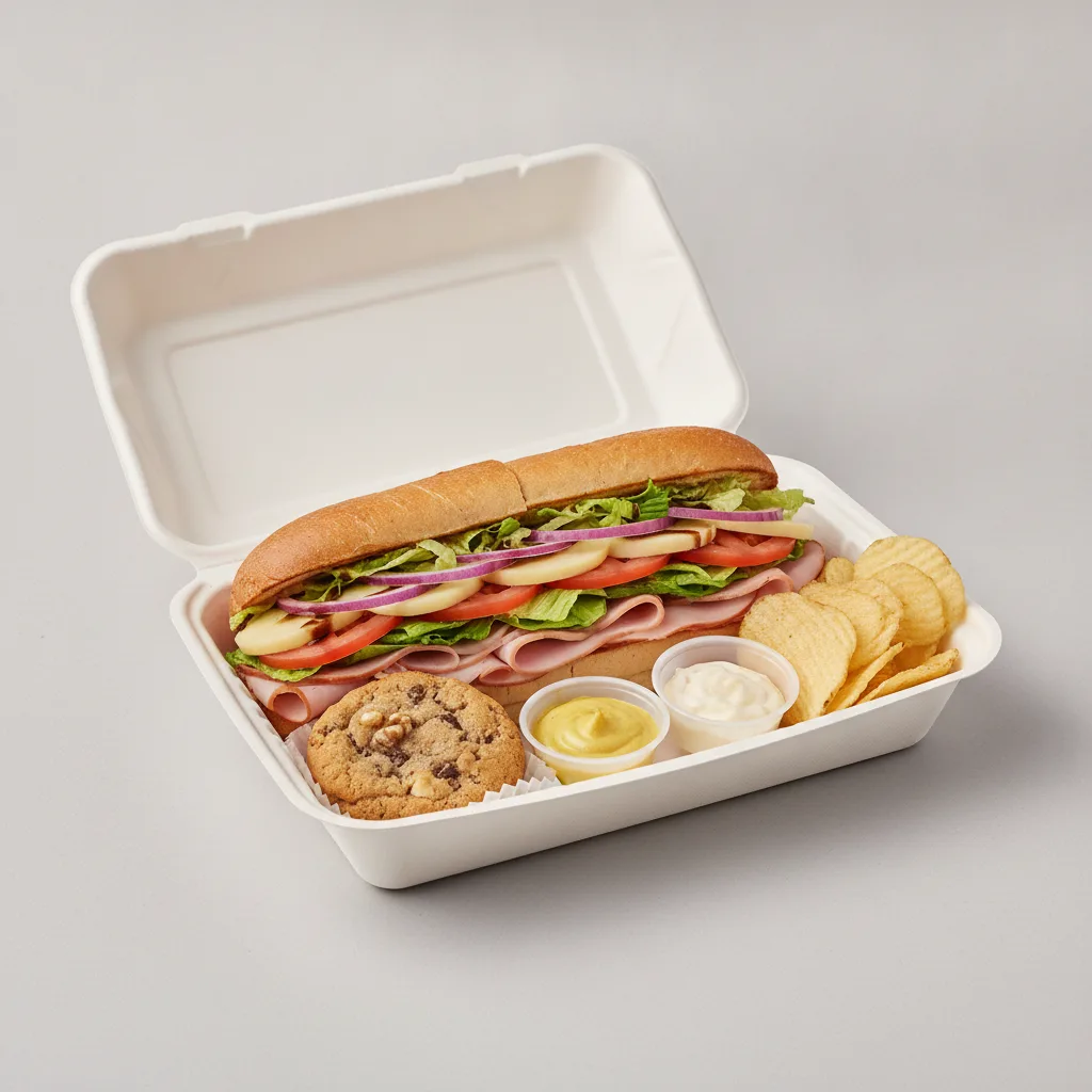 Deluxe Lieutenant Box Lunch - 8-in Turkey, Ham, White Bread, Chips and Assorted Cookie