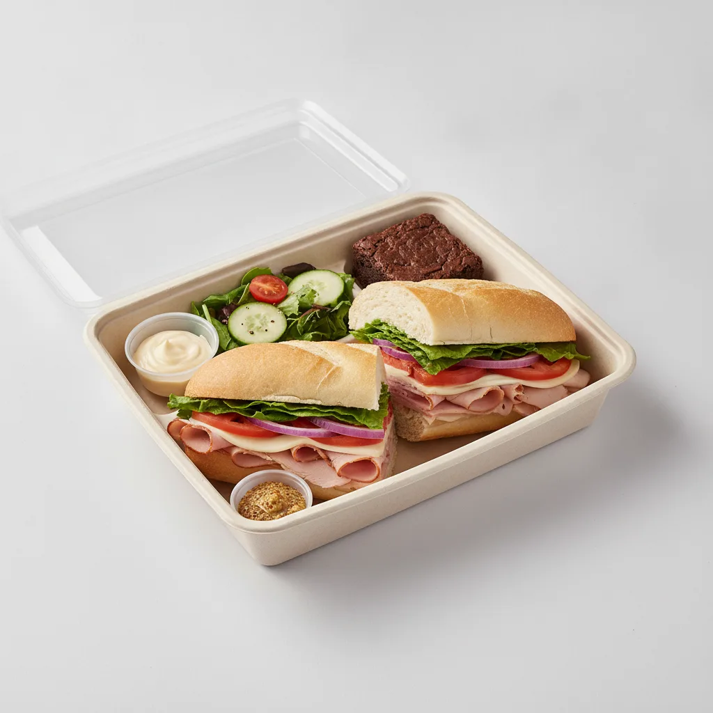 Deluxe Lieutenant Box Lunch - 8-in Turkey, Ham, White Bread, Side Salad and Brownie
