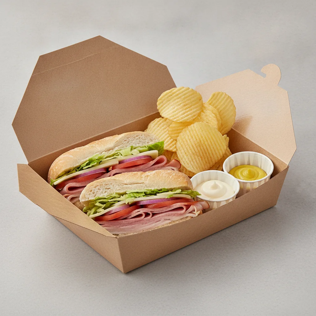Deluxe Lieutenant Box Lunch - 8-in Turkey, Ham, Gluten Free Bread and Chips