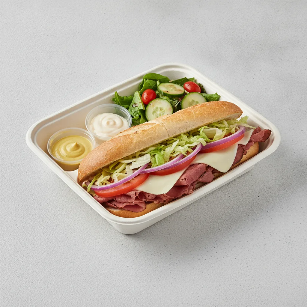 Standard Rookie Box Lunch - Pastrami with White Bread and Side Salad