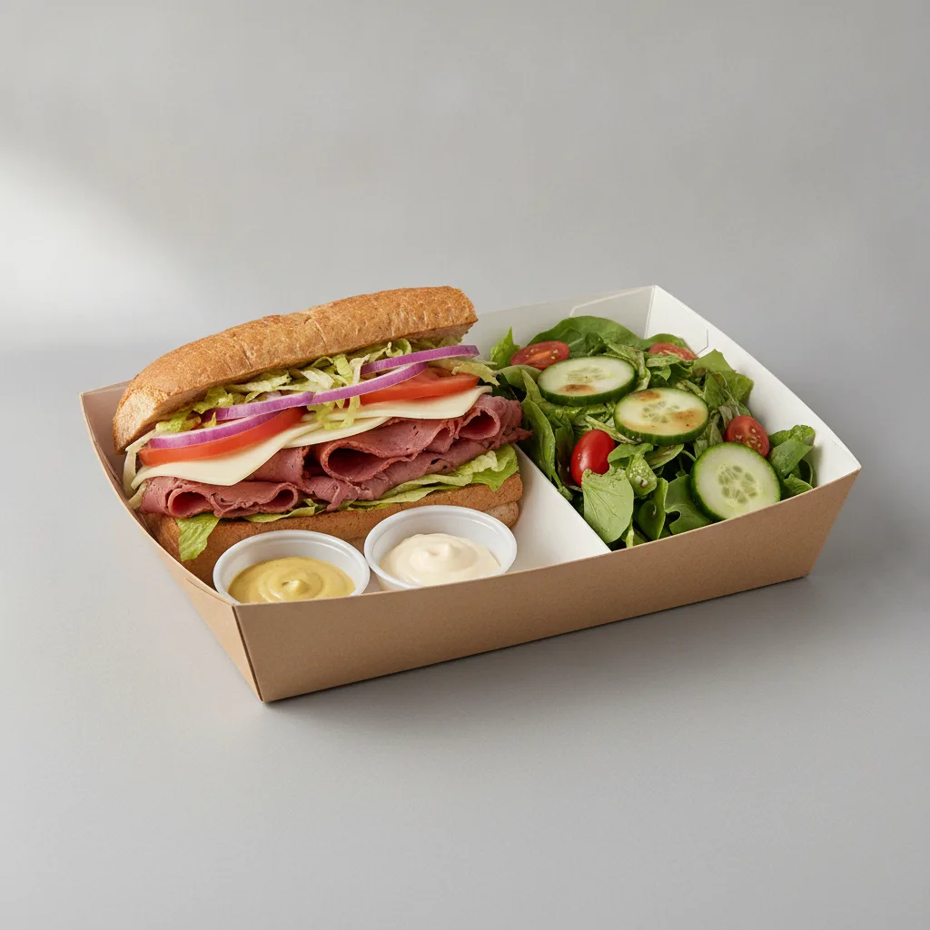 Standard Rookie Box Lunch - Pastrami with Wheat Bread and Side Salad