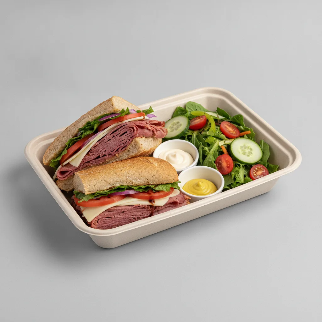 Standard Rookie Box Lunch - Pastrami, Gluten Free Bread and Side Salad