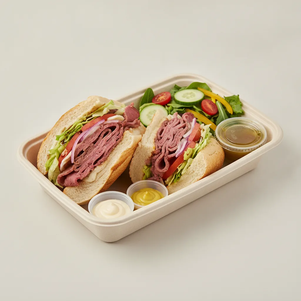 Standard Rookie Box Lunch - Corned Beef with White Bread and Side Salad