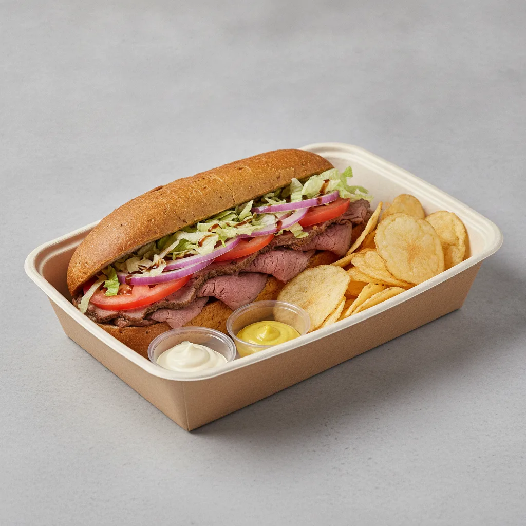 Standard Rookie Box Lunch - Roast Beef with White Bread and Chips