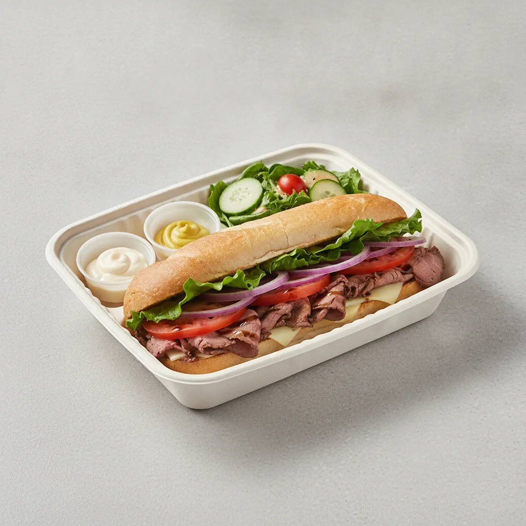 Standard Rookie Box Lunch - Roast Beef with White Bread and Side Salad
