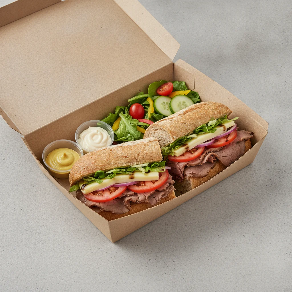 Standard Rookie Box Lunch - Roast Beef with Wheat Bread and Side Salad