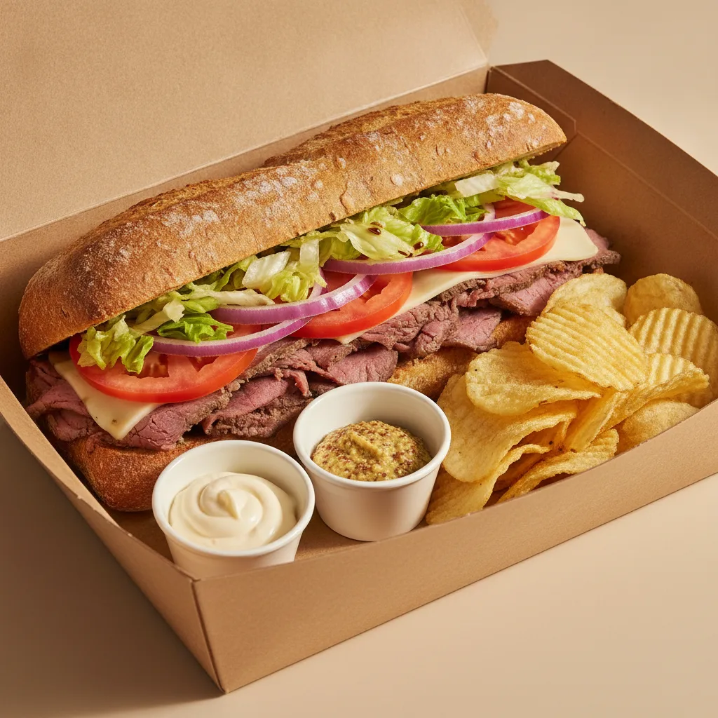 Standard Rookie Box Lunch - Roast Beef, Gluten Free Bread and Chips