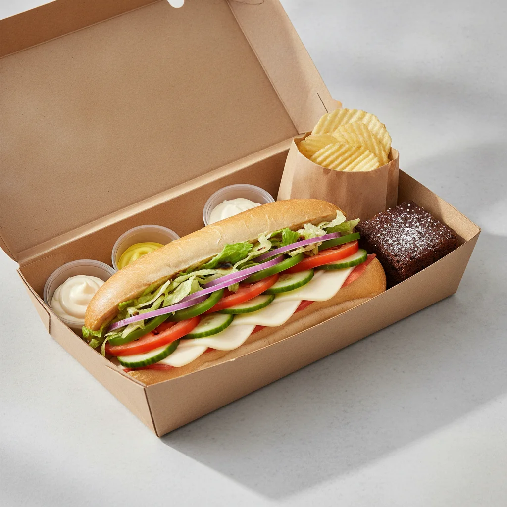 Veggie Lieutenant Box Lunch - White Bread, Chips and Brownie