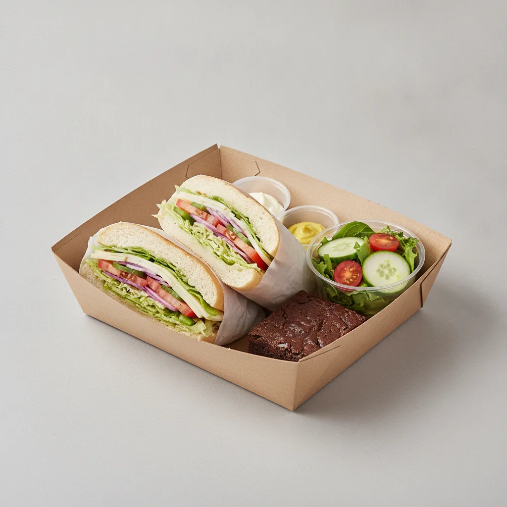 Veggie Lieutenant Box Lunch - White Bread, Side Salad and Brownie