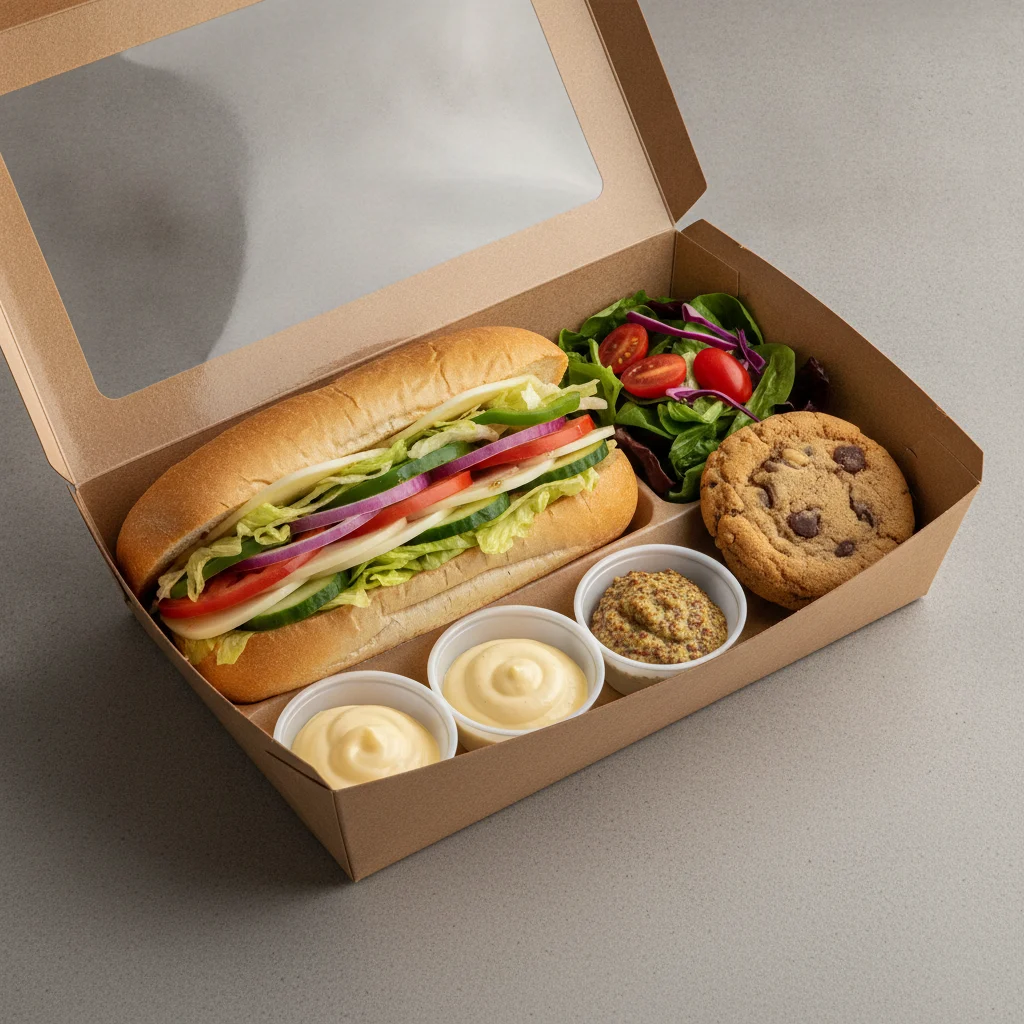 Veggie Lieutenant Box Lunch - White Bread, Side Salad and Assorted Cookie