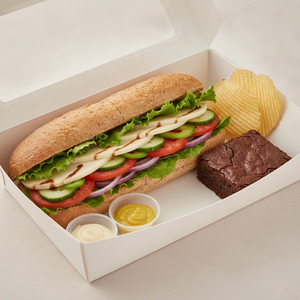 Veggie Lieutenant Box Lunch - Wheat Bread, Chips and Brownie