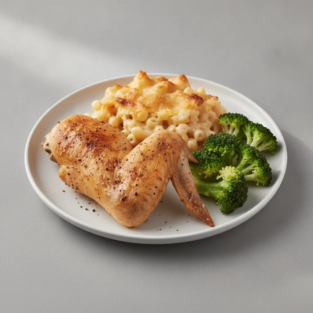 Baked Chicken - Breast and Wing with Mac and Cheese Baked Chicken - Breast and Wing with Mac and Cheese