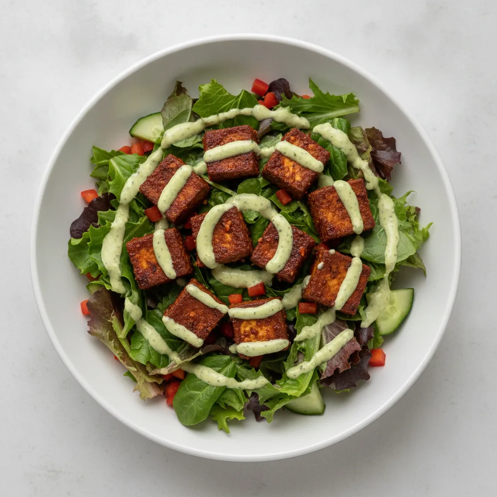 Tofu Garden Salad - Garlic Herb Ranch Dressing Tofu Garden Salad - Garlic Herb Ranch Dressing