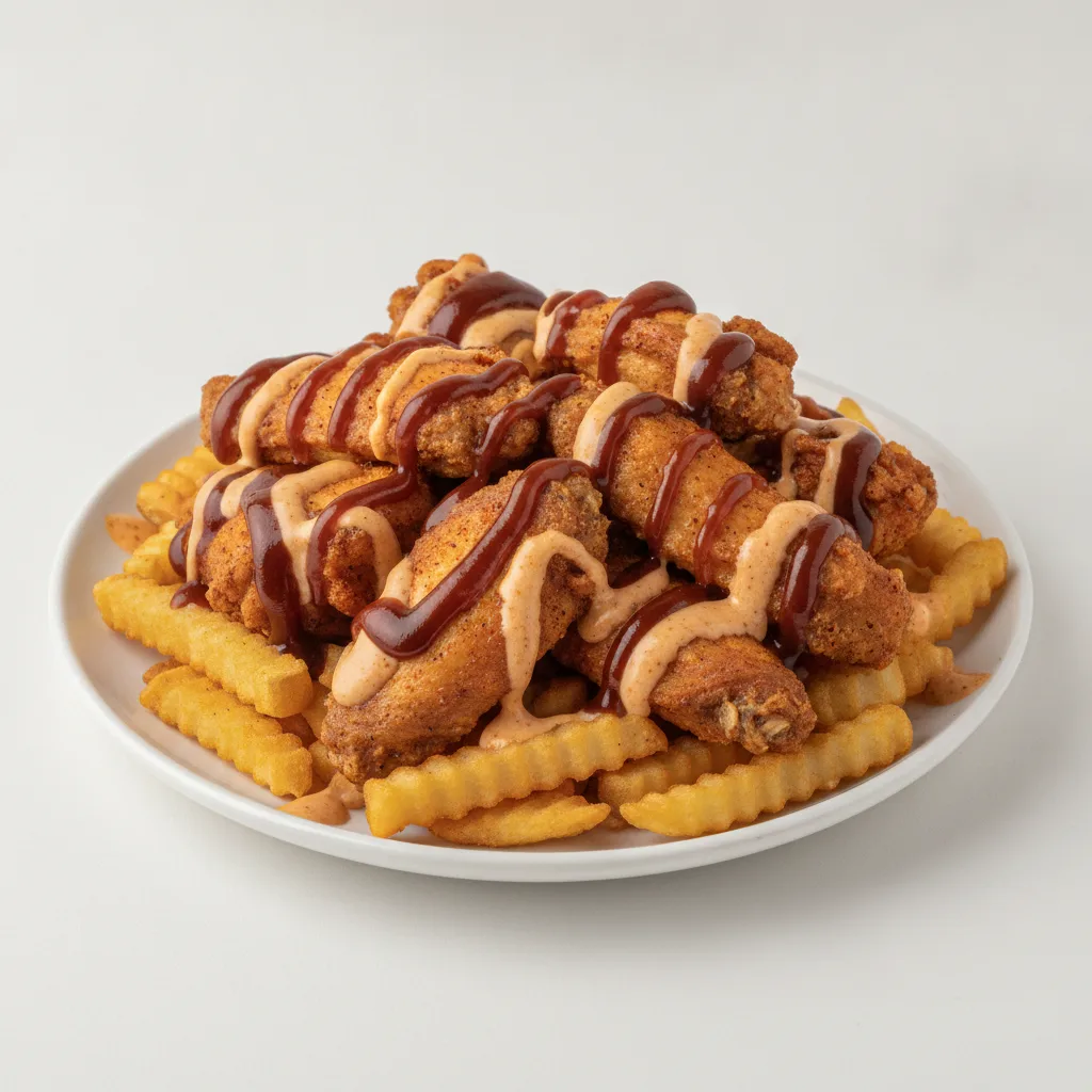 Chicken Cajun Ranch Fries - BBQ Sauce