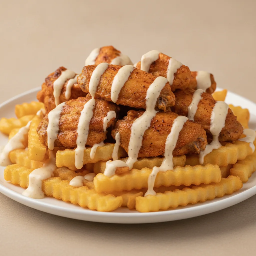 Chicken Cajun Ranch Fries - Garlic Parmesan Hot Sauce