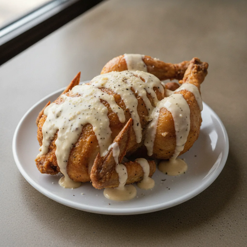 Deep-Fried Cornish Hen - Garlic Parmesan Hot Sauce