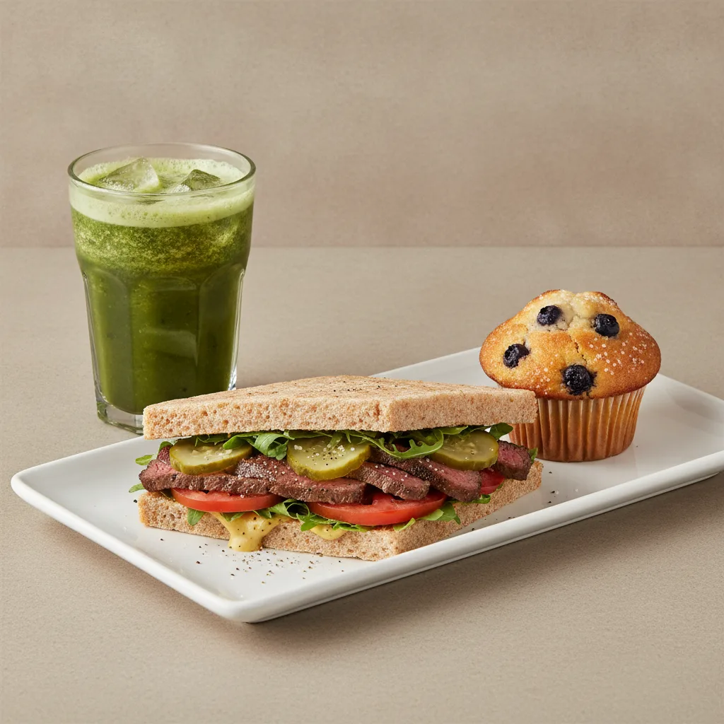 The Ultimate JOE Trio — The Steak, Green Tonic, Blueberry Muffin The Ultimate JOE Trio — The Steak, Green Tonic, Blueberry Muffin