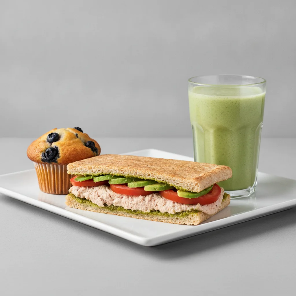 The Ultimate JOE Trio — Tunacado Sandwich, Green Sport, Blueberry Muffin The Ultimate JOE Trio — Tunacado Sandwich, Green Sport, Blueberry Muffin